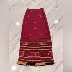 Free People Red Embellished Maxi Skirt